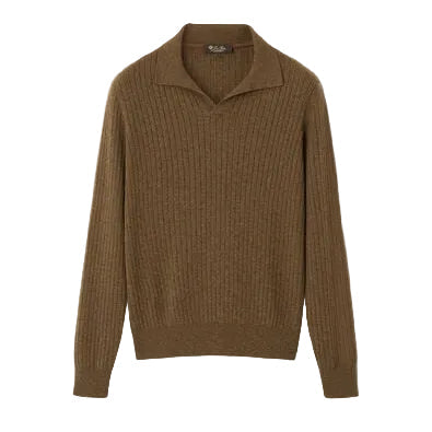 Loro Piana Long Sleeve Polo - Brown
