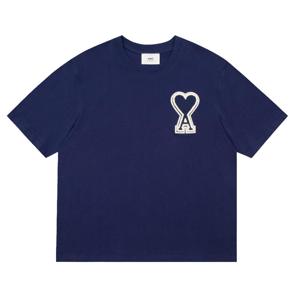 AMI Paris de Coeur Embroidery Tee - Navy