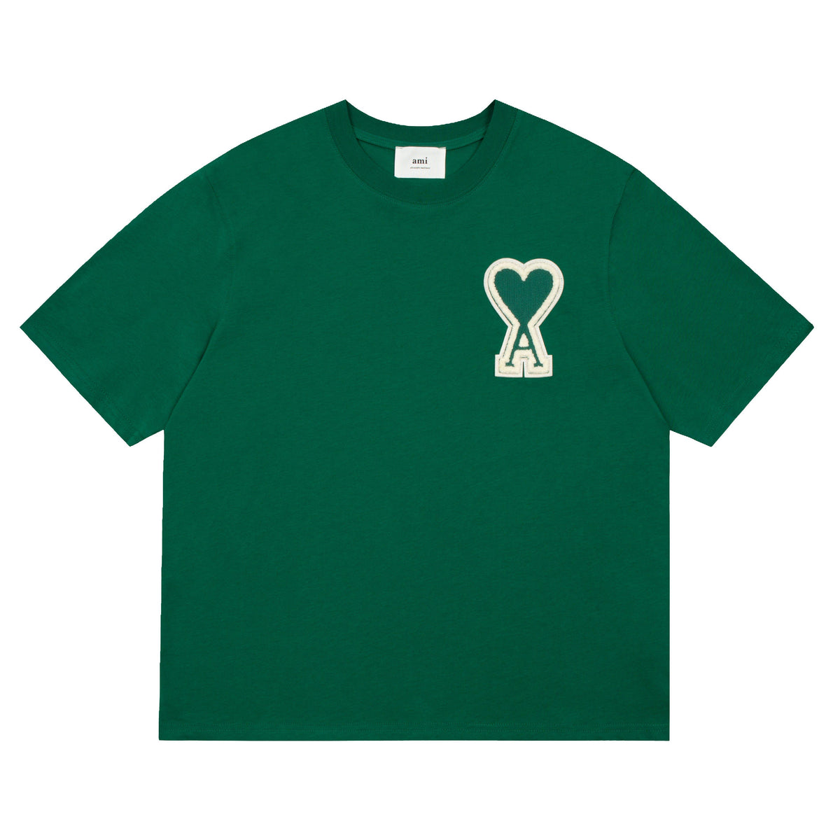 AMI Paris de Coeur Embroidery Tee - Green