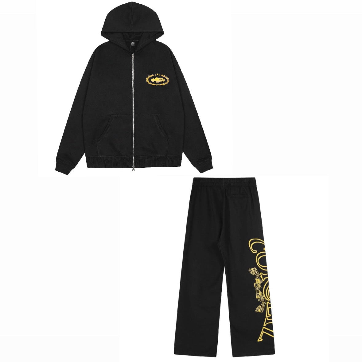 Corteiz Superior Royale Tracksuit - Black/Yellow