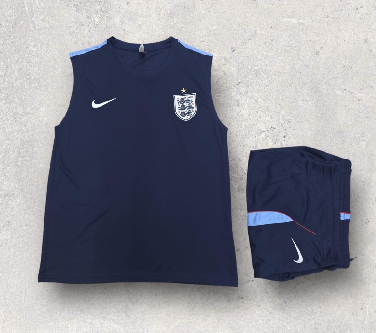 England Navy Sleeveless Training Set – Three Lions Vest & Shorts
