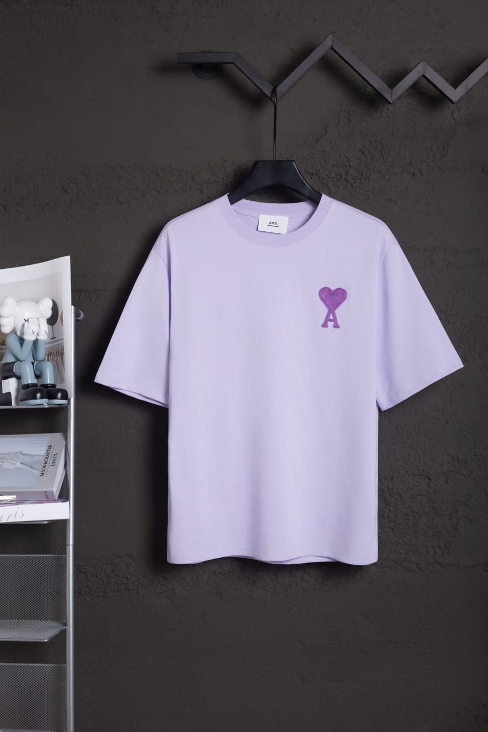 AMI Paris de Coeur Embroidery Tee - Lilac