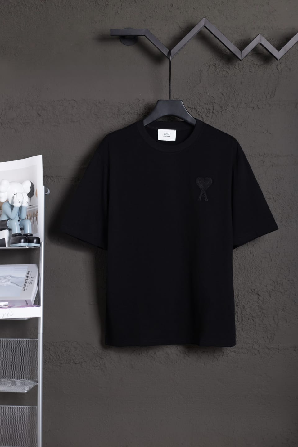 AMI Paris de Coeur Embroidery Tee - Black