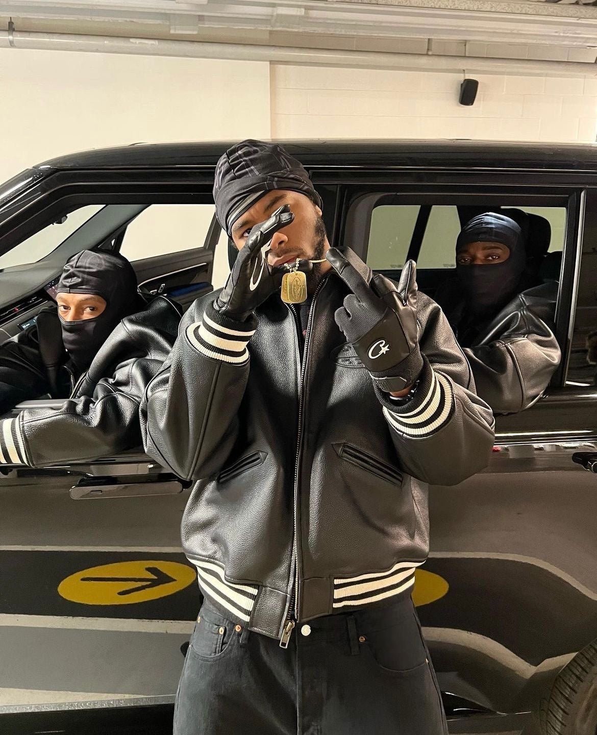 Corteiz Leather Jacket - FAVELA