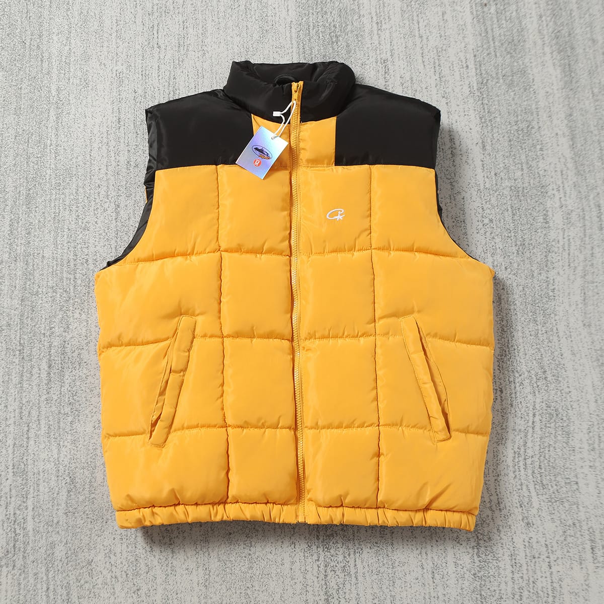 Corteiz Puffer Vest Jacket - Yellow - FAVELA