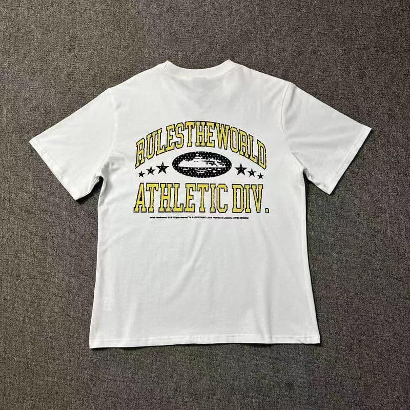 Corteiz Rules The World Athletic Div Tee - White/Yellow