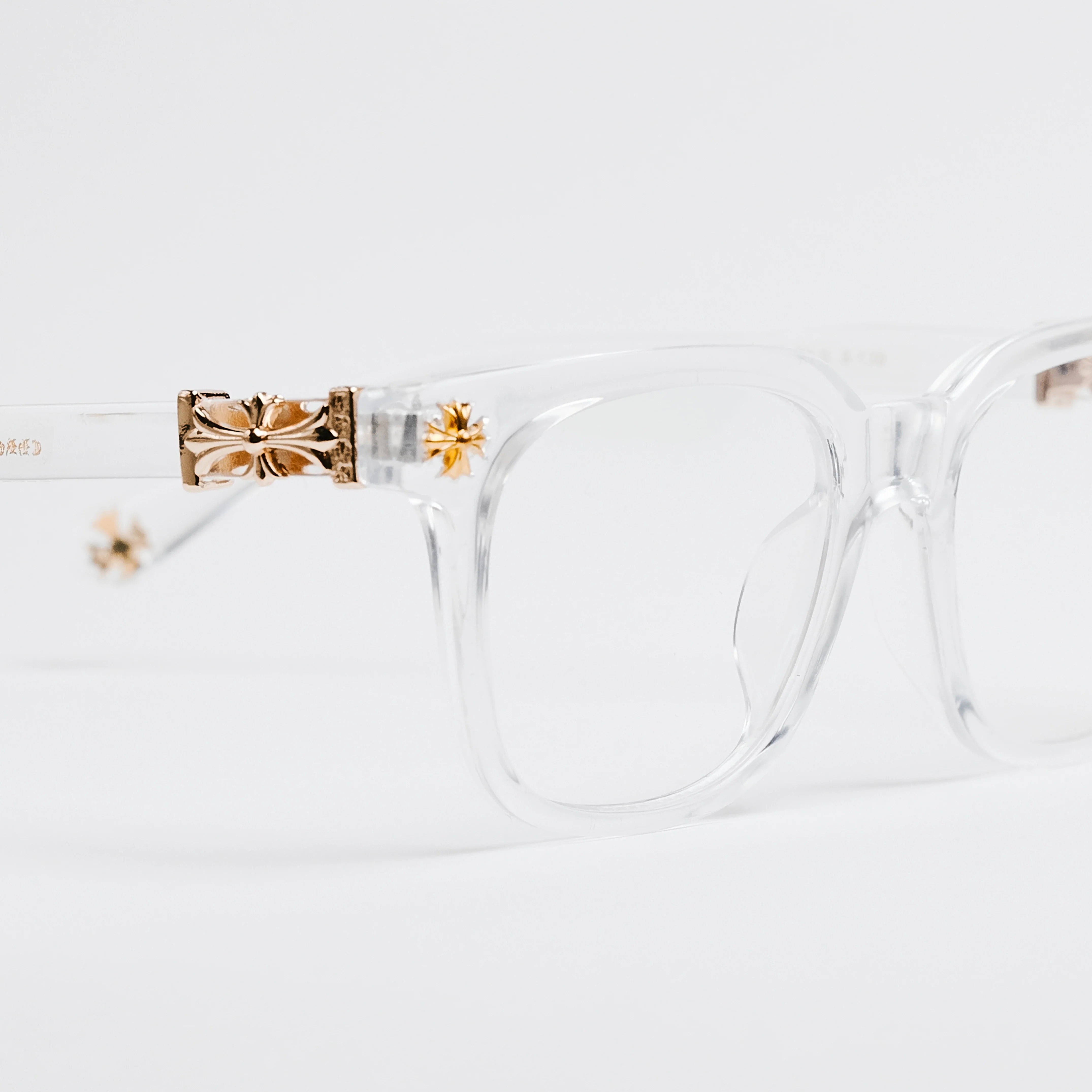 Clear Gold Chrome Hearts Glasses
