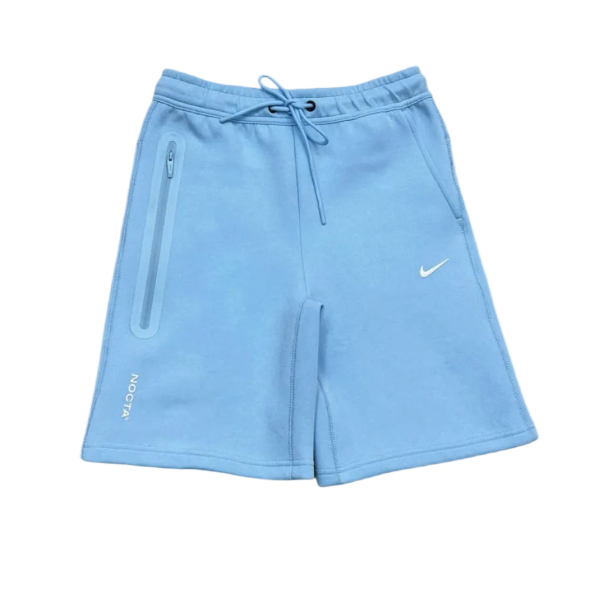 Light blue shorts with a Nike logo on a gray background