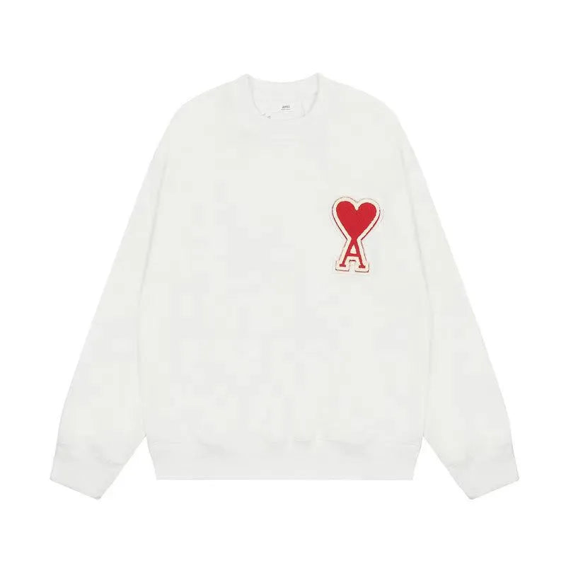 AMI Paris Coeur Patch Sweater - White