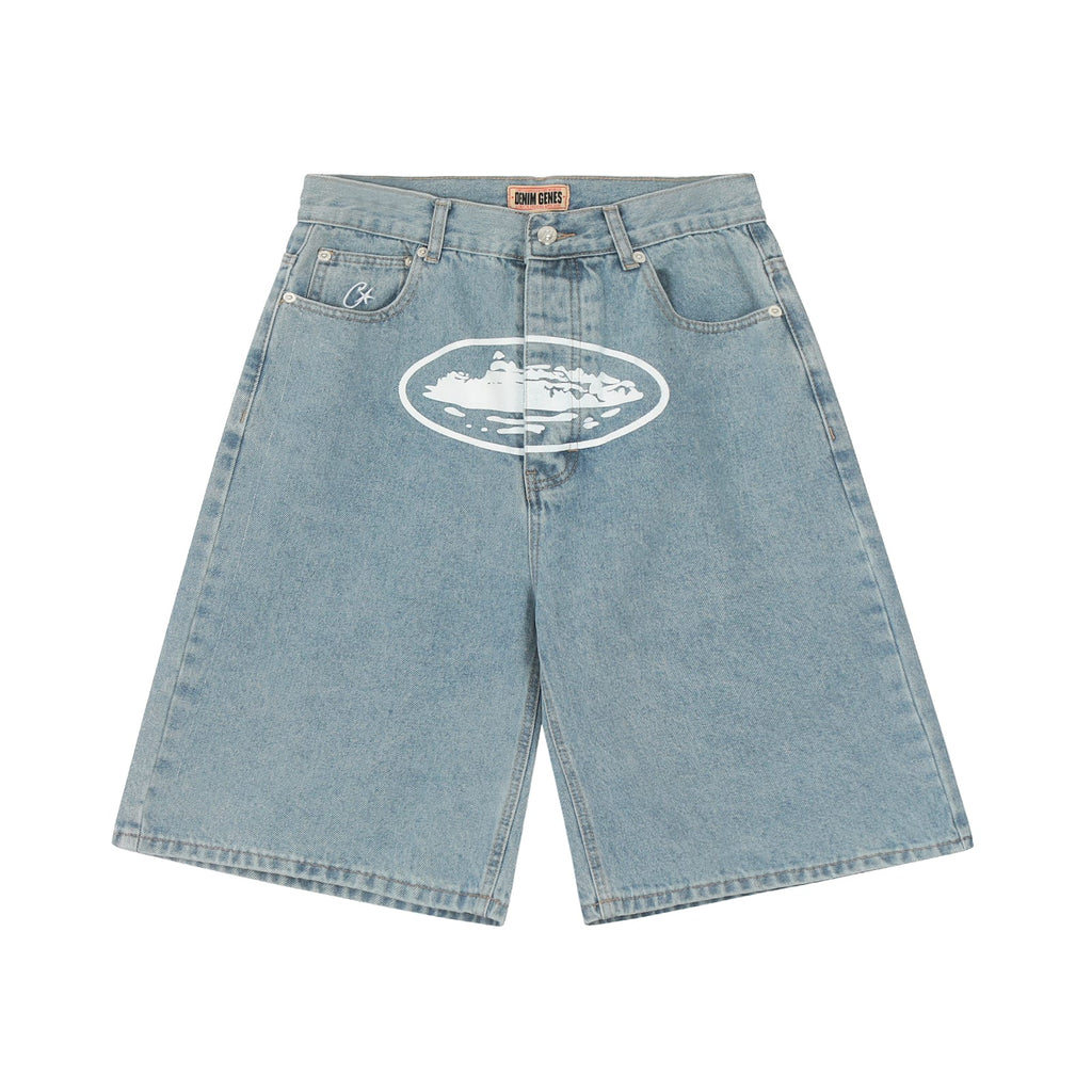 Corteiz Alcatraz Jeans Shorts - Blue