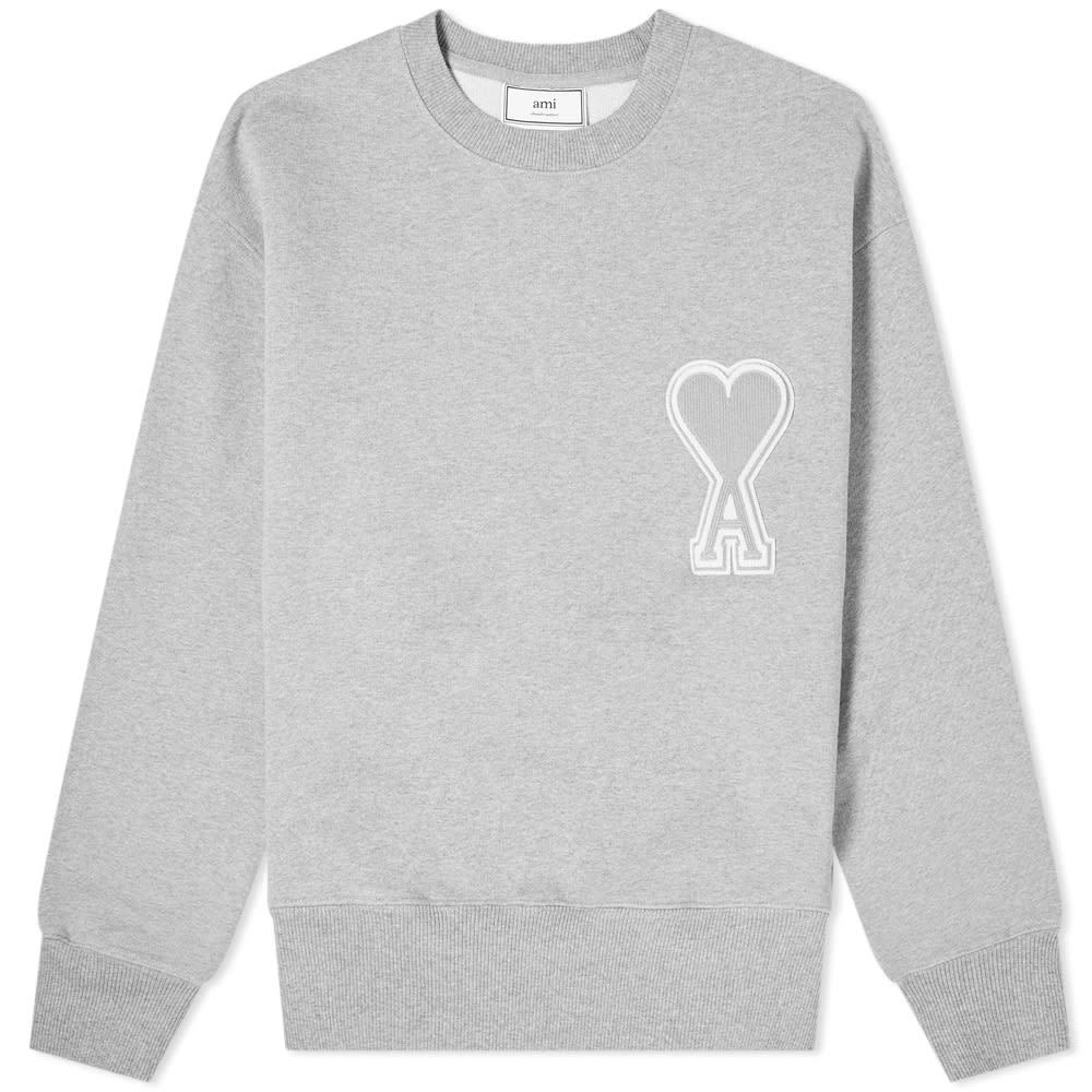 AMI Paris Coeur Patch Sweater - Grey