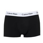 Black Calvin Klein boxer briefs with white waistband on a white background