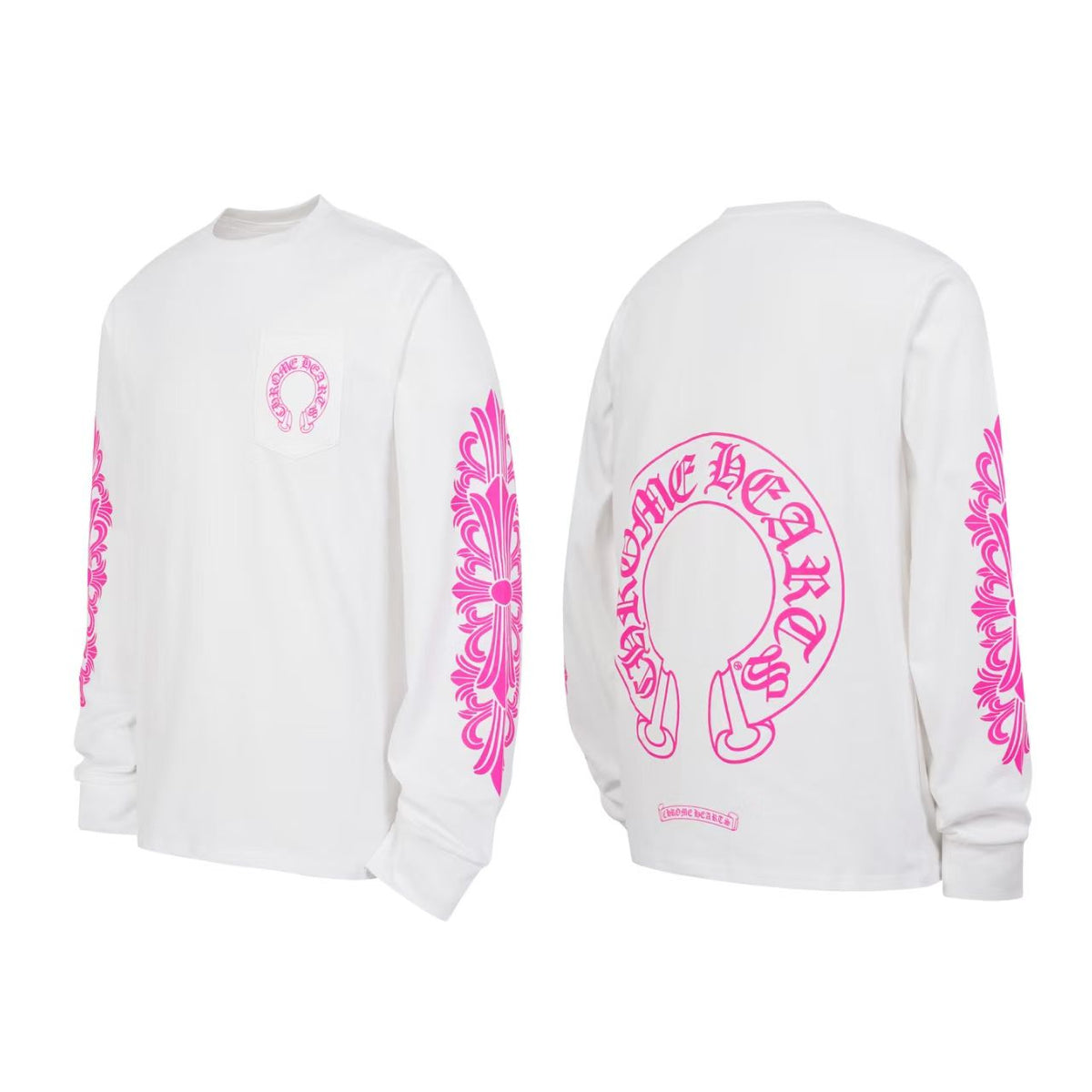 Chrome Hearts Long Sleeve T-Shirt - "White/DarkPink"