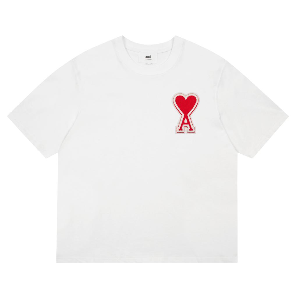 AMI Paris de Coeur Embroidery Tee - White