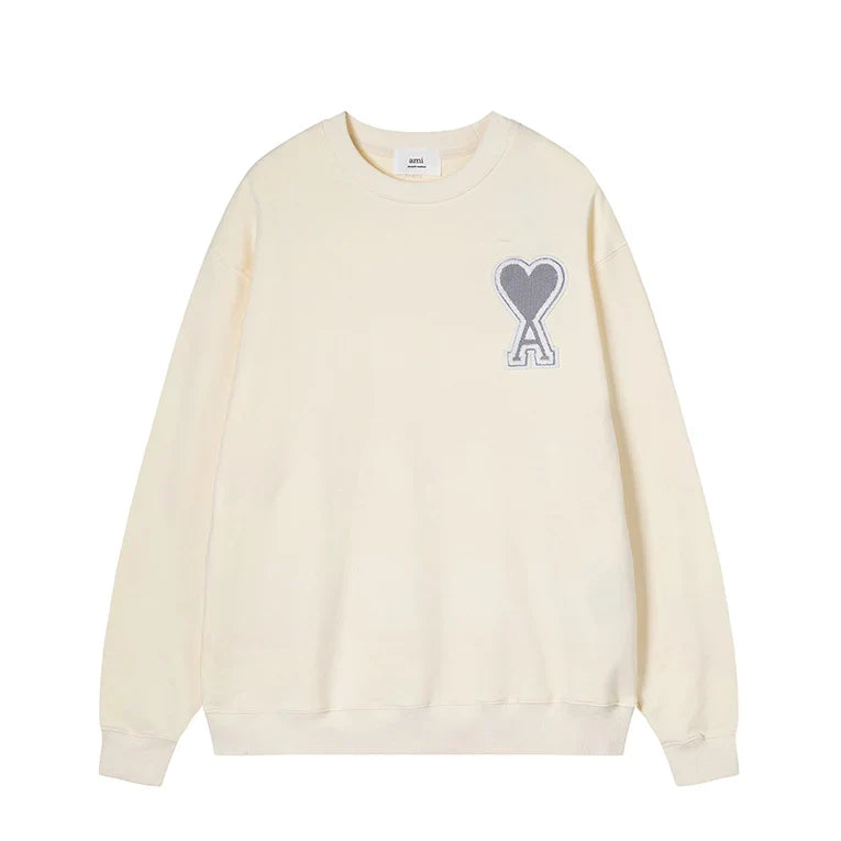 AMI Paris Coeur Patch Sweater - Ivory