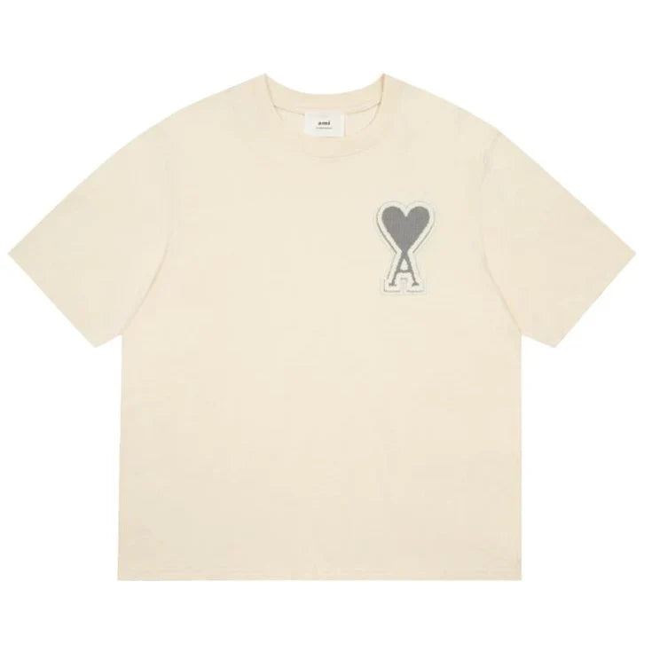 AMI Paris de Coeur Embroidery Tee - Beige