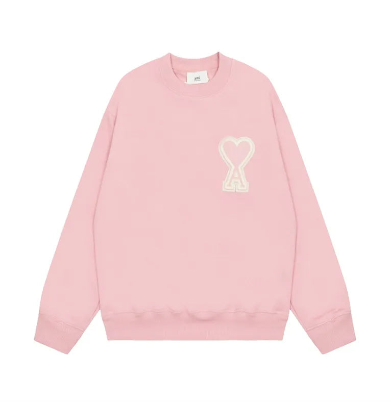 AMI Paris Coeur Patch Sweater - Pink