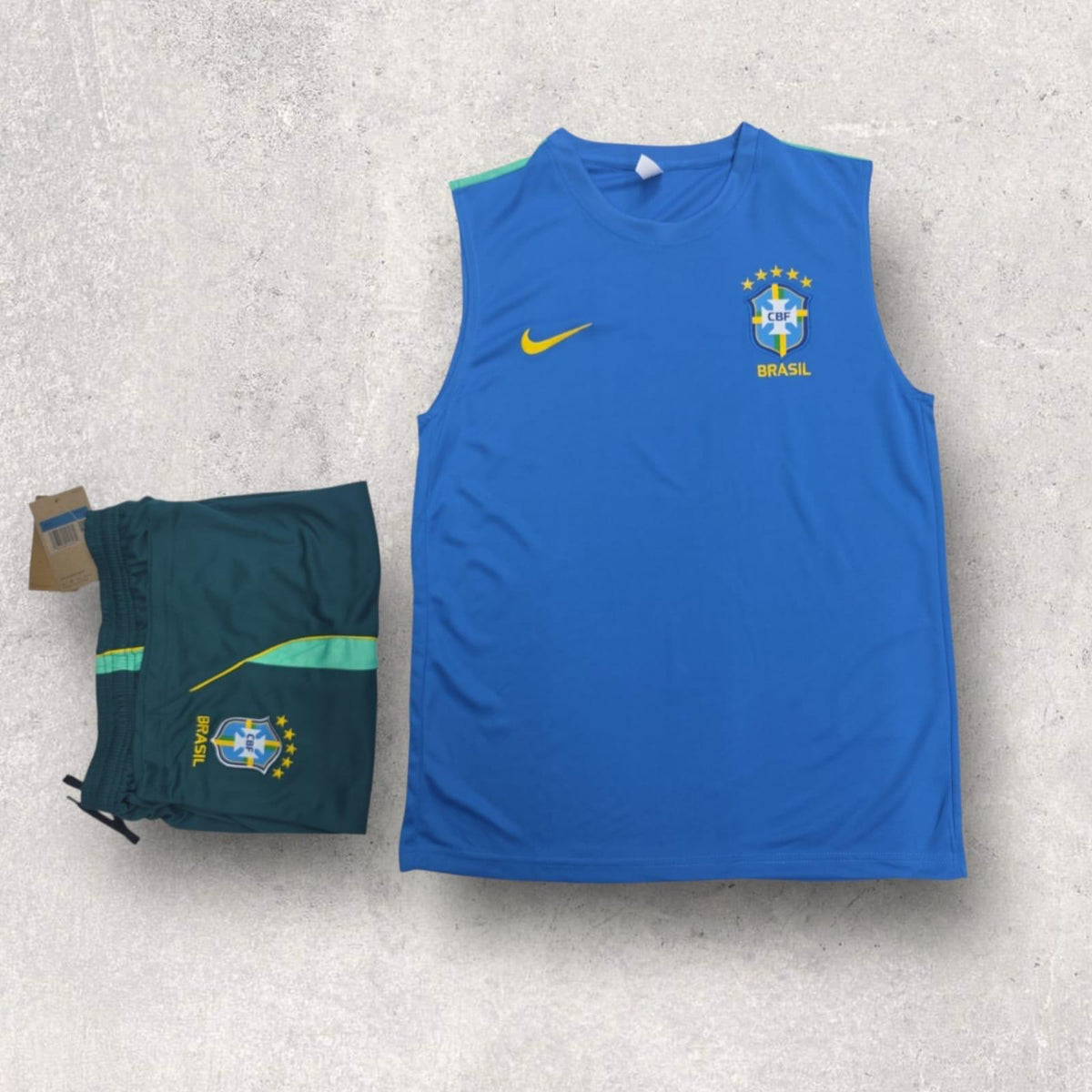 Brazil Blue Sleeveless Training Set – CBF Vest & Shorts