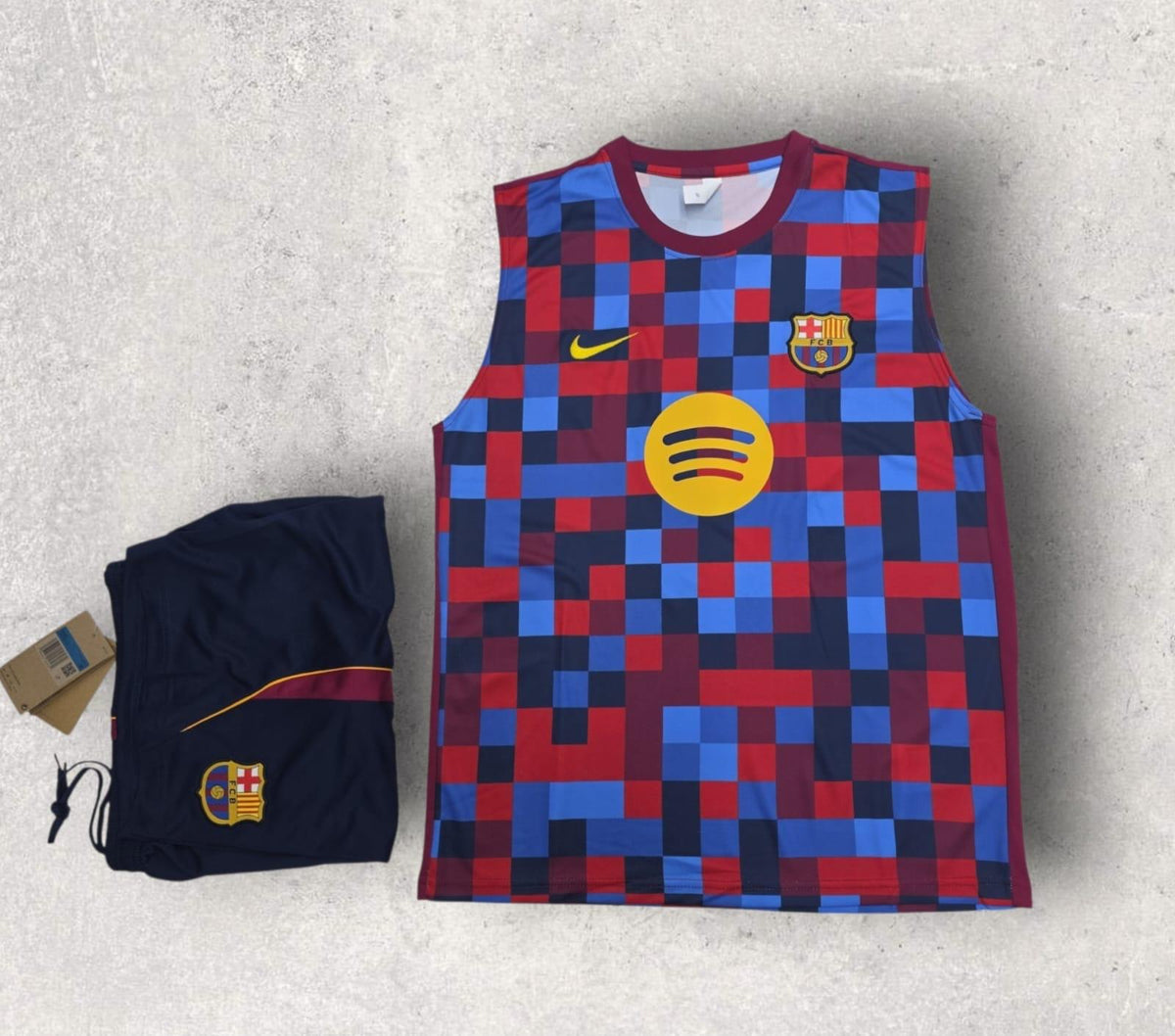 Barcelona Maroon Sleeveless Training Set – Spotify Vest & Shorts