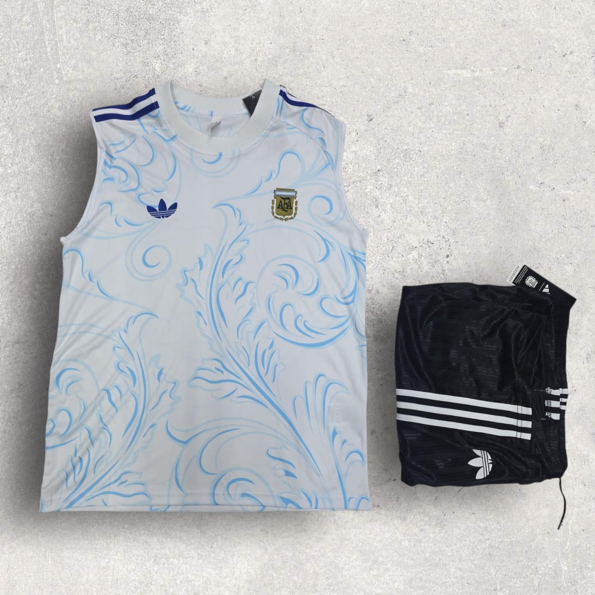 Argentina Royal Blue Retro Sleeveless Training Set – AFA Vest & Shorts