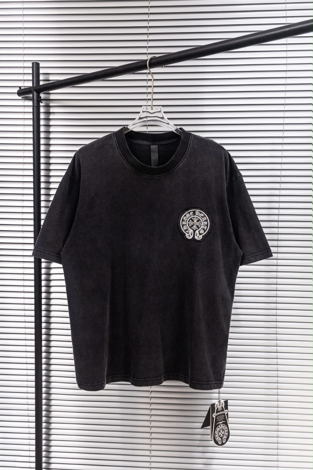 Chrome Hearts T-Shirt - "Washed Grey/Horseshoe Patch"