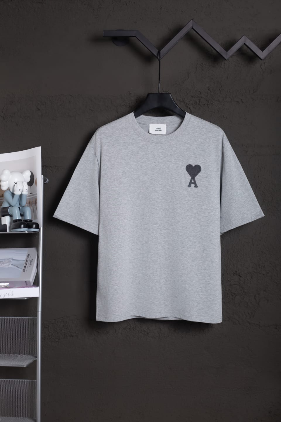 AMI Paris de Coeur Embroidery Tee - Grey