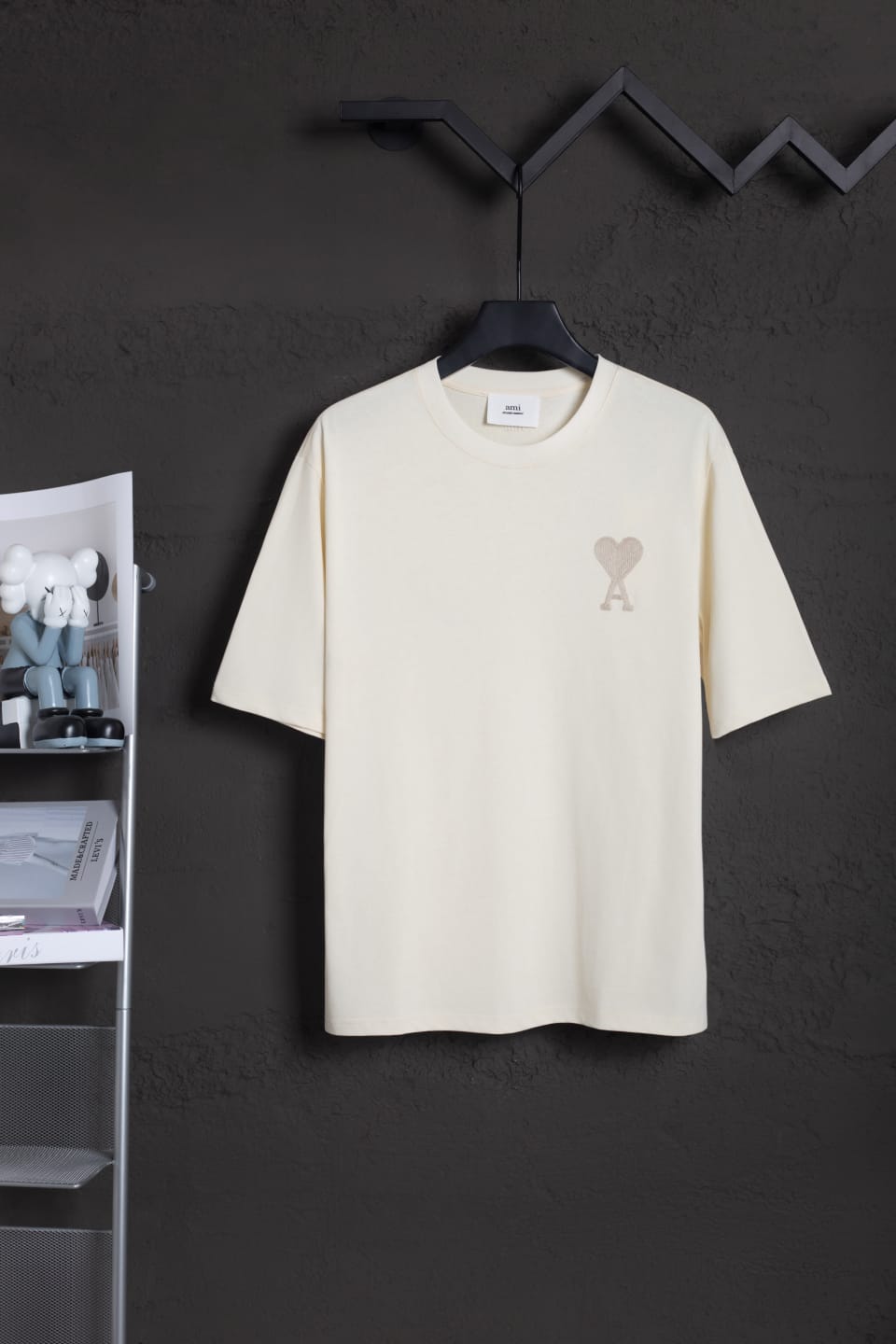 AMI Paris de Coeur Embroidery Tee - Cream
