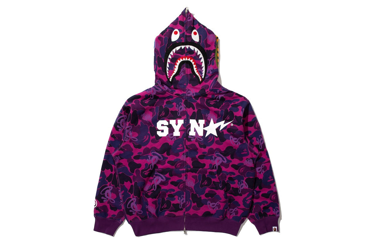Syna World x Bape Full Set Camo Purple - hoodie detail