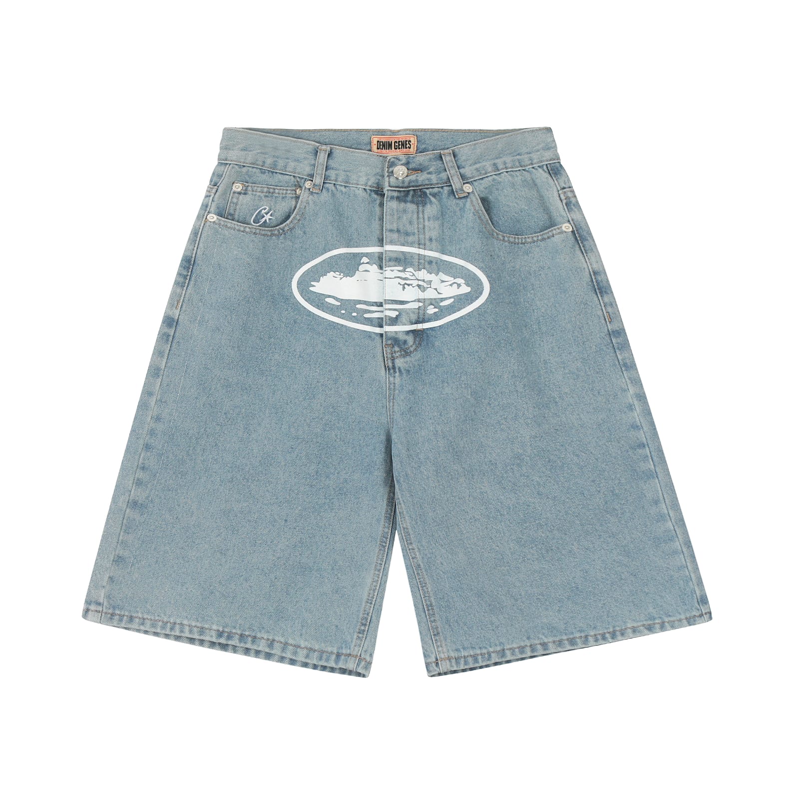 Corteiz Alcatraz Jeans Shorts - Blue - FAVELA