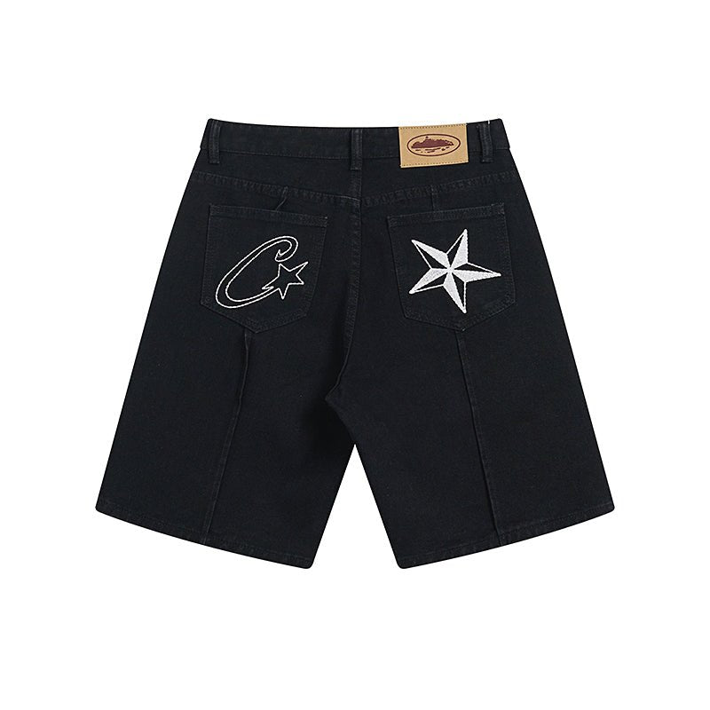 Corteiz C Star Jeans Shorts - Black - FAVELA