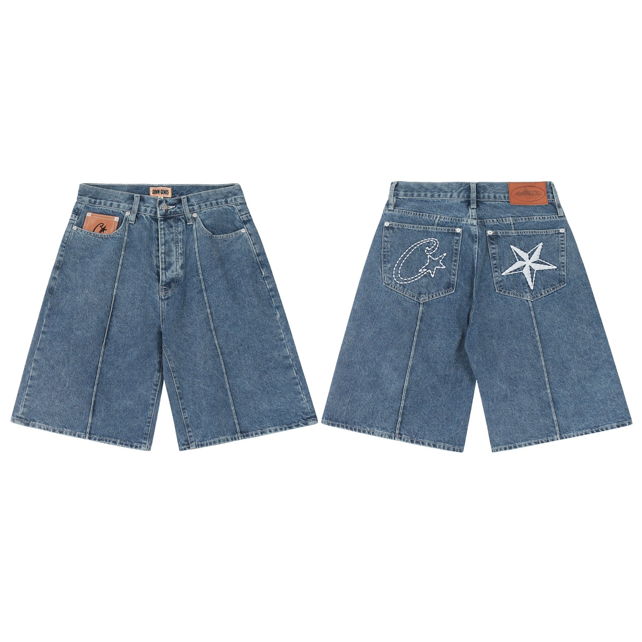 Corteiz C Star Jeans Shorts - Blue - FAVELA