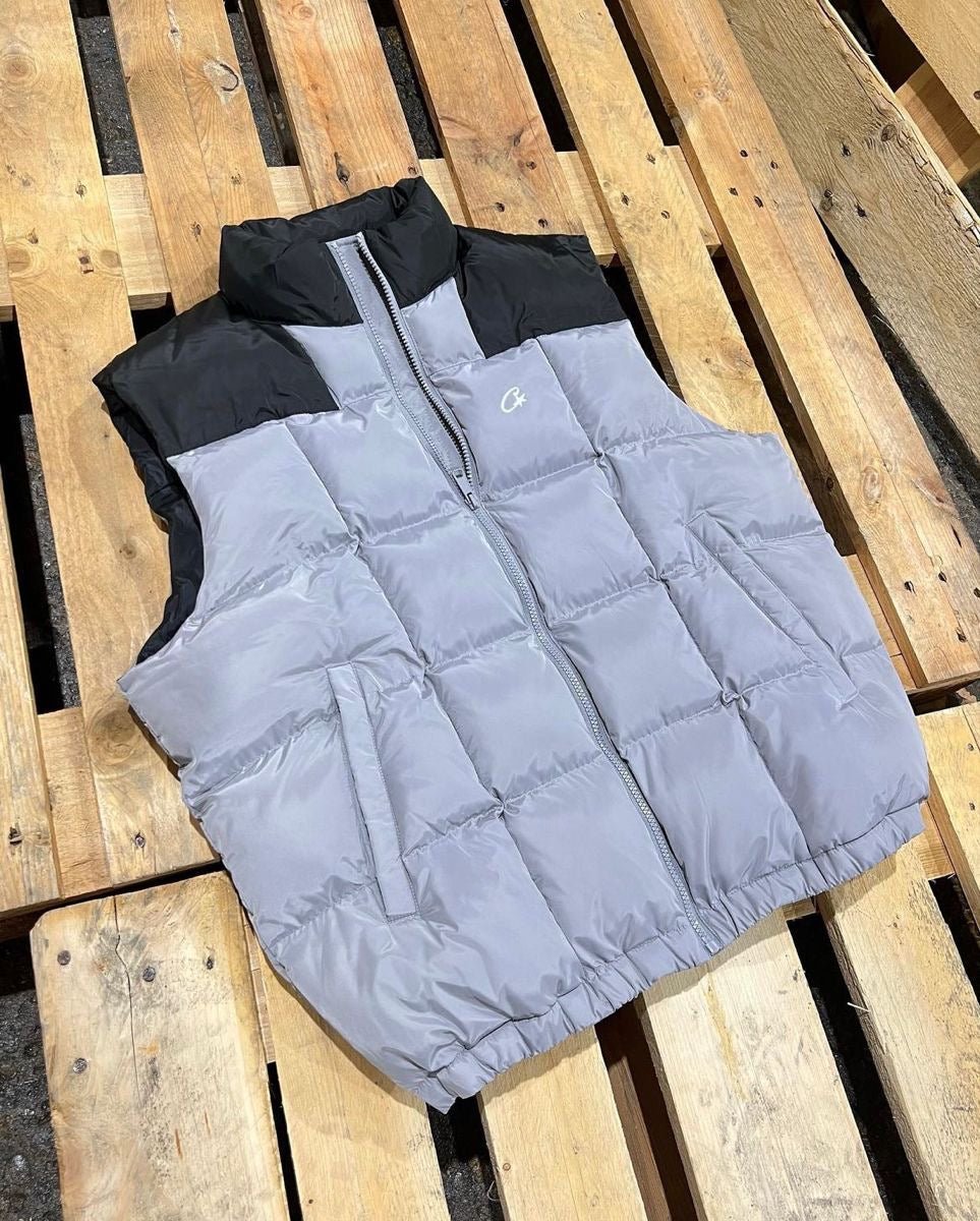 Corteiz Puffer Vest Jacket - Grey - FAVELA