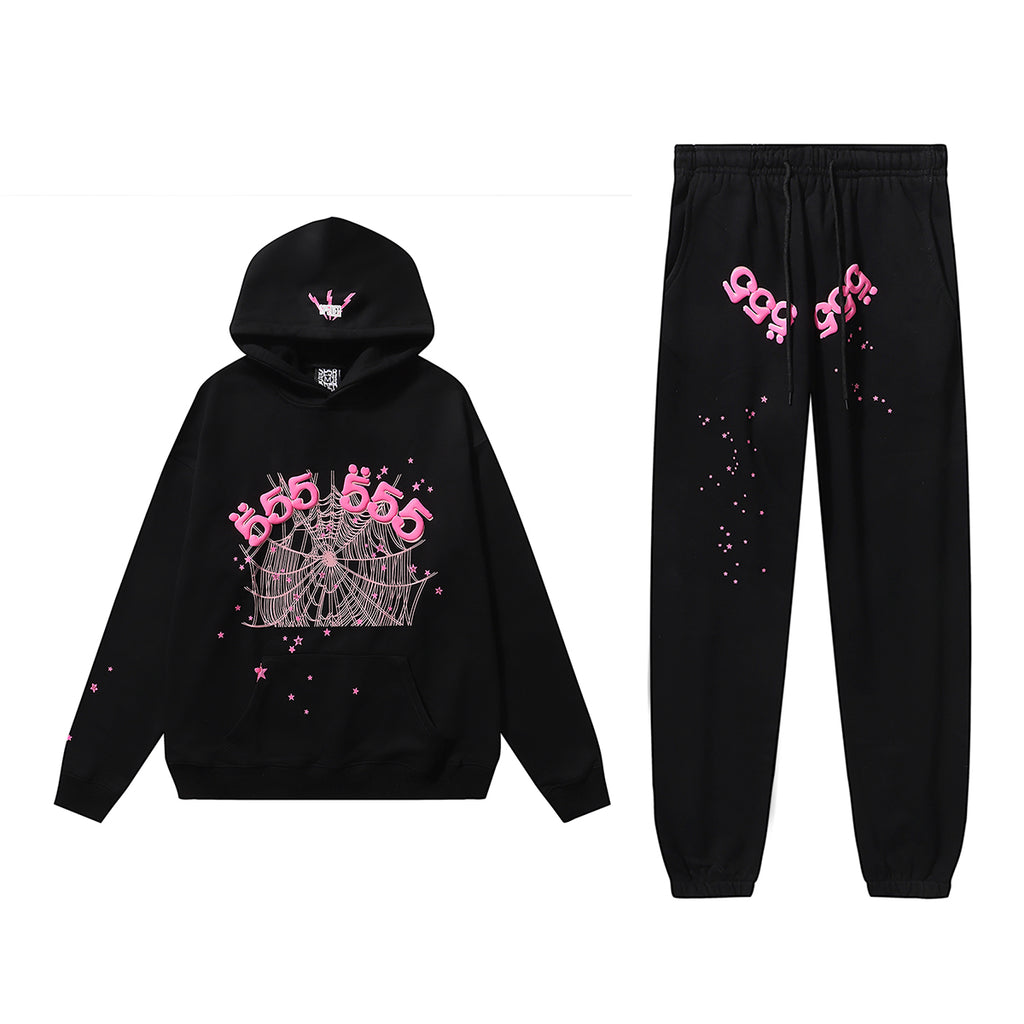 SP5DER 555 WEB Tracksuit “Black/Pink”