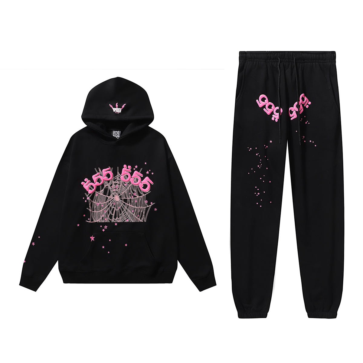 SP5DER 555 WEB Tracksuit “Black/Pink” - FAVELA